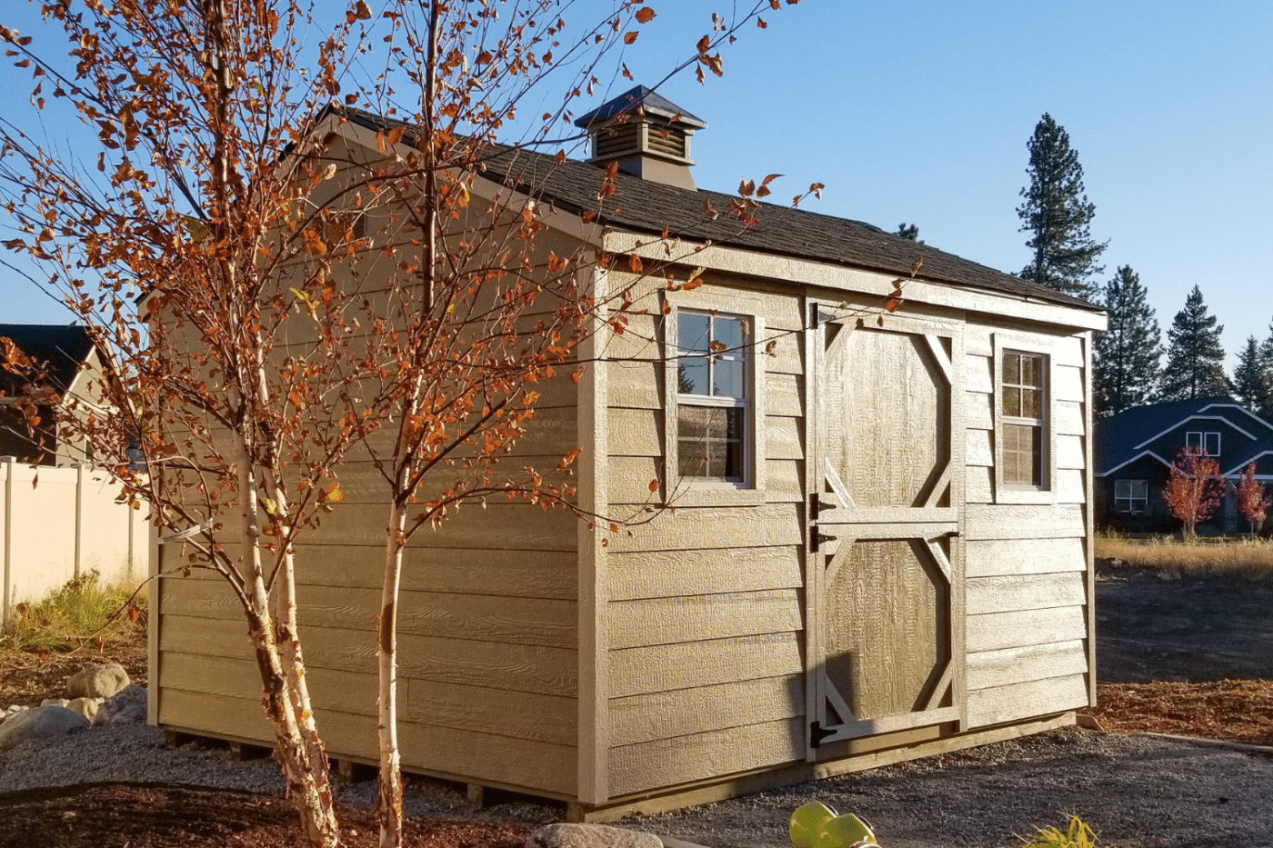 10x20 beige a frame shed