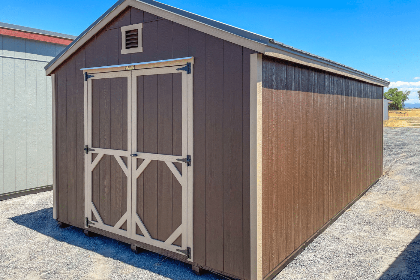 12x14 brown a frame shed