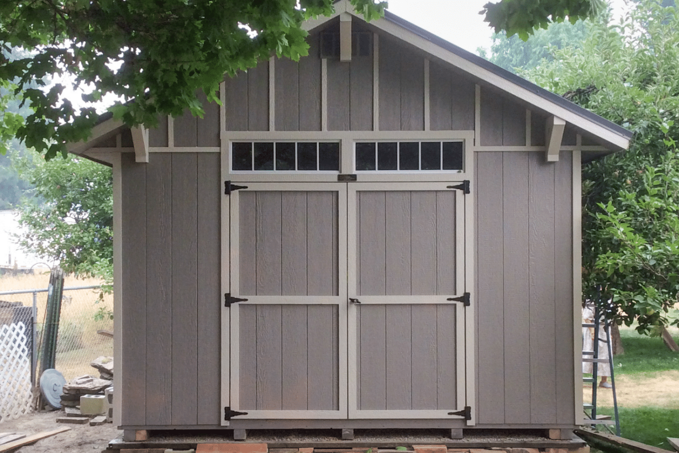 12x16 grey a frame shed with double doors