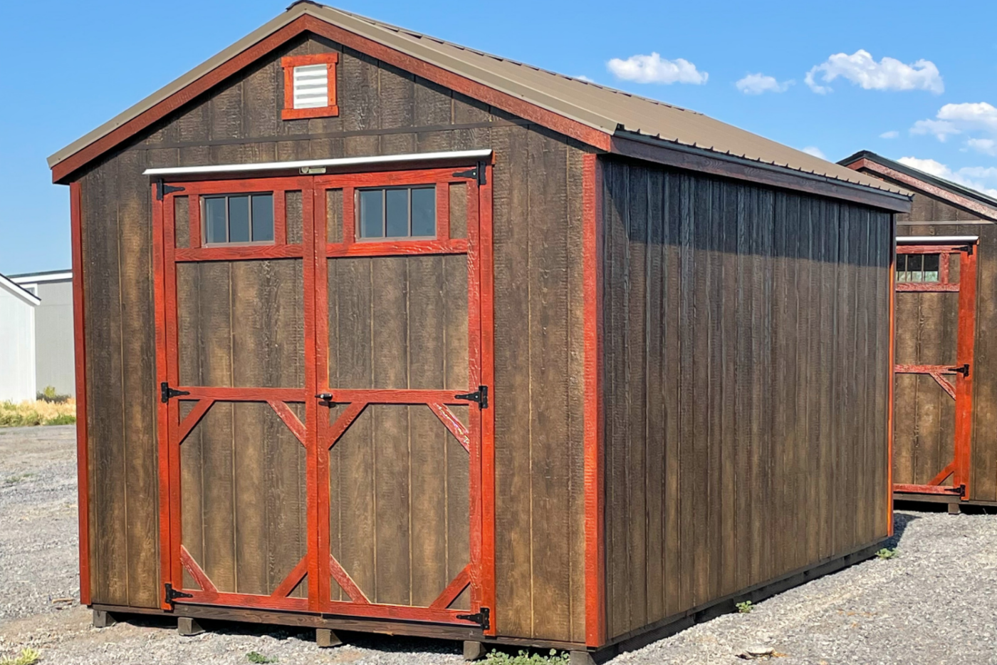 12x28 red and brown a frame shed