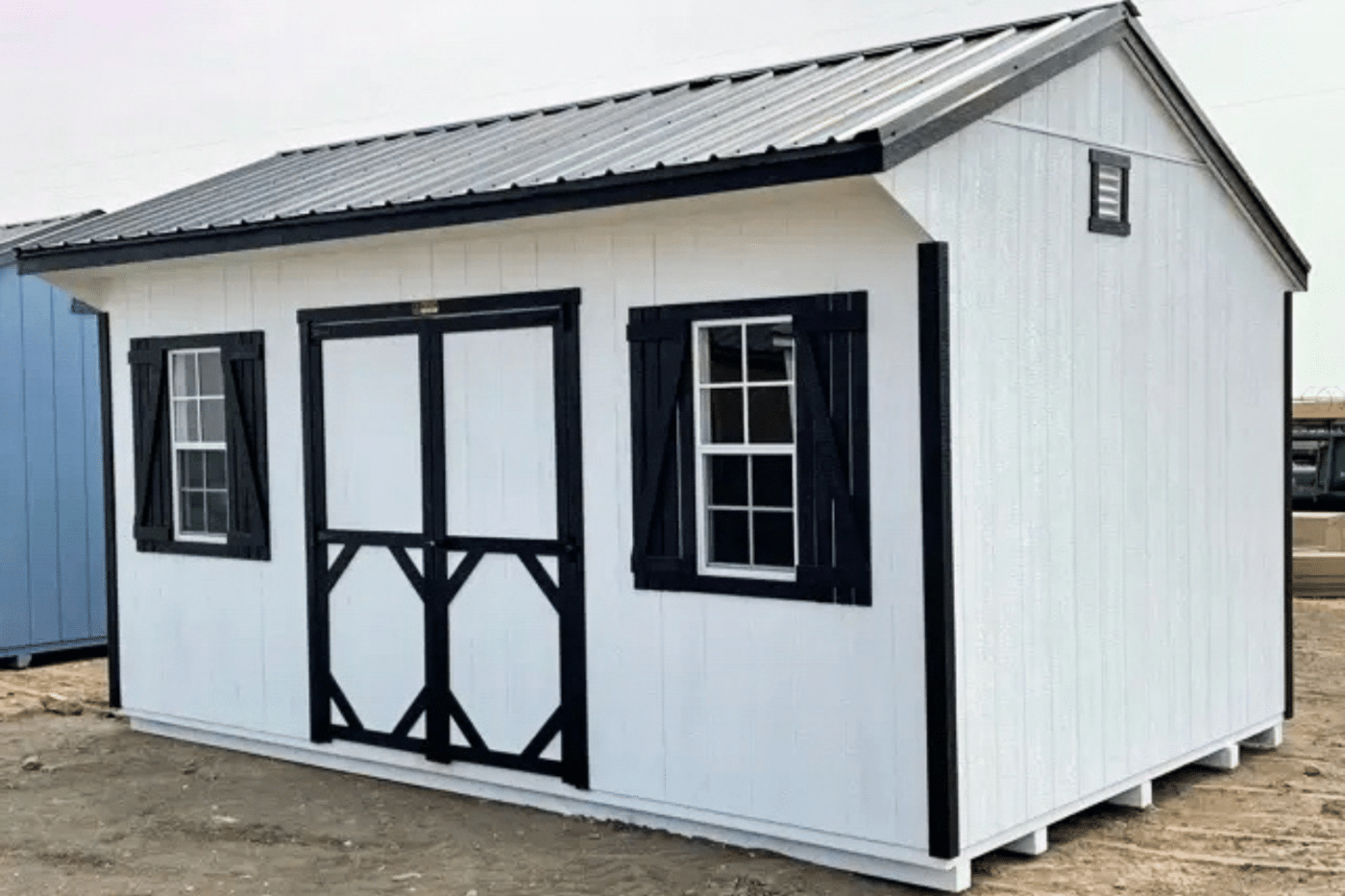 8x12 black and white quaker shed