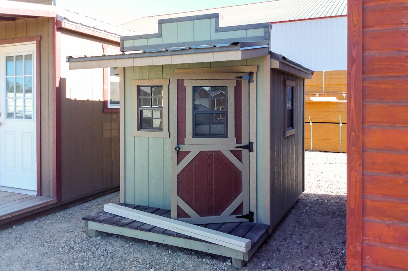 playhouse shed with false front roof